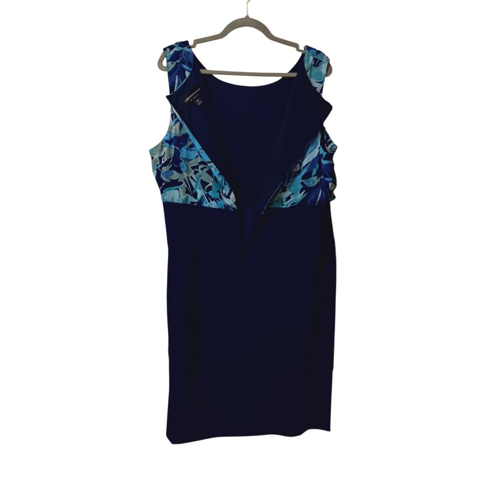CONNECTED WOMAN Dress Plus 20W 2X Ruffle‎ Floral Watercolor Dressy Career Blue - Picture 5 of 8